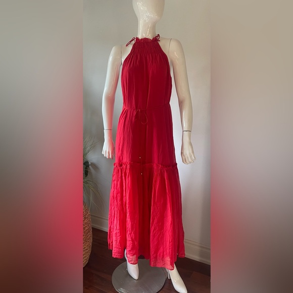 new banana republic Crinkle Maxi Dress with Silk Red Halter - Picture 9 of 9